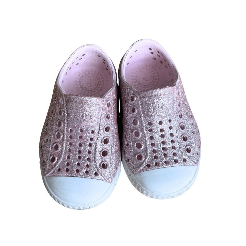 Native Shoes Jefferson Glitter Pink Silver Slip On Kids Toddler C4 Water Shoes